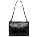 Saint Laurent Niki Medium Crocodile-embossed Black Patent Leather Shoulder Bag
