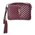 Saint Laurent Monogram Lou Camera Calfskin Matelasse Dark Legion Red Leather Shoulder Bag