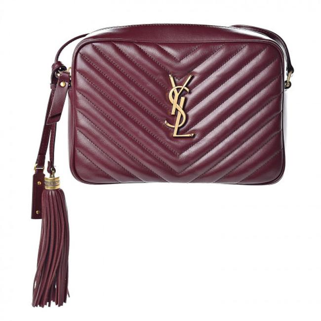Saint Laurent Monogram Lou Camera Calfskin Matelasse Dark Legion Red Leather Shoulder Bag