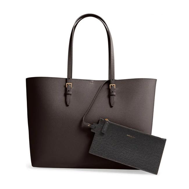 Saint Laurent Monogram Medium Shopping Bouclé Grey Leather Tote