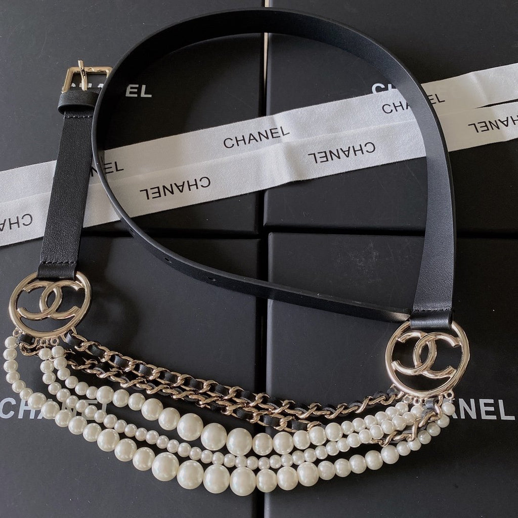 Chanel Belt With Square Metal Buckle Black