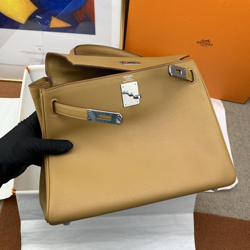 Hermes Kelly 28 Togo Silver Hardware Brown