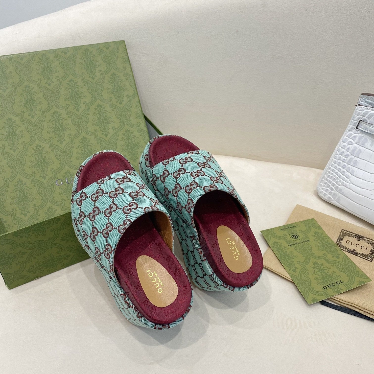 Gucci Platform Slide Sandal Blue
