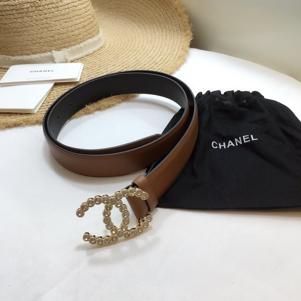 Chanel Belt With Beaded Buckle Brown