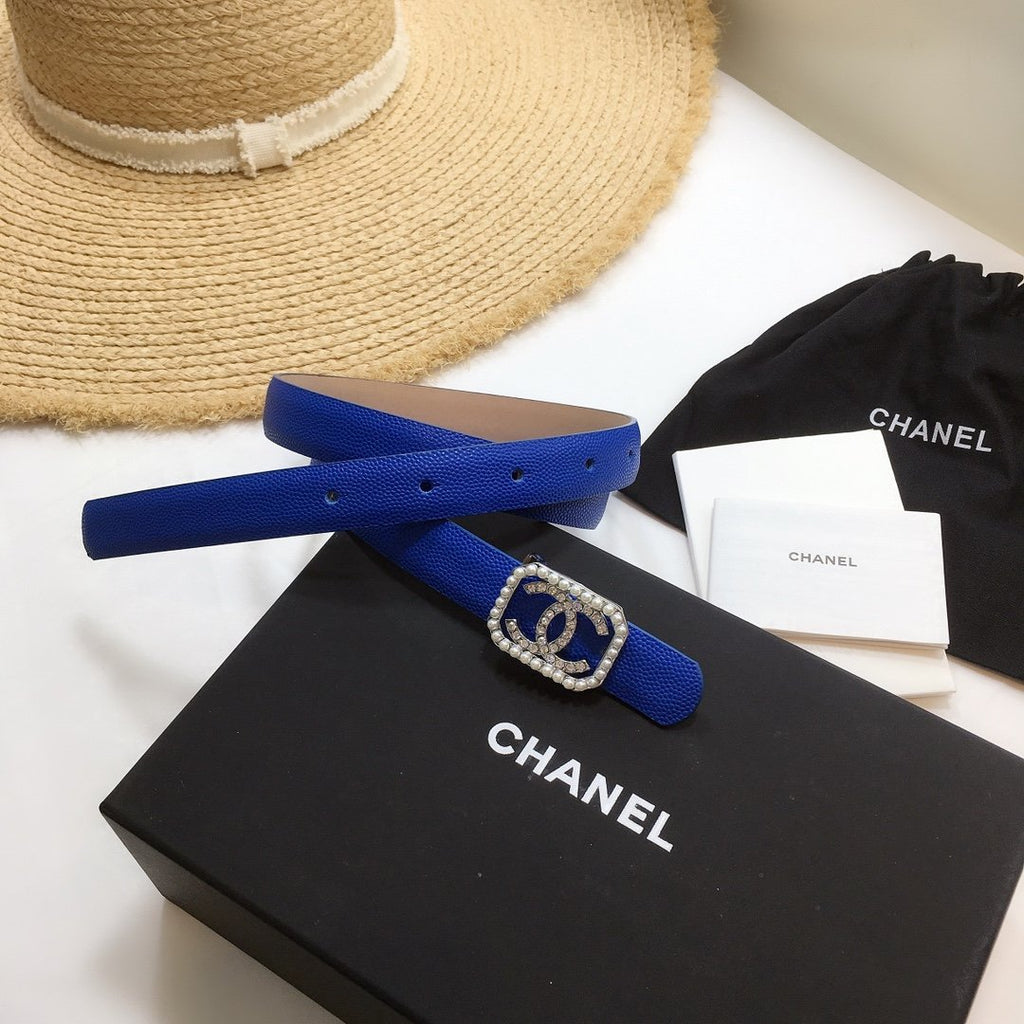 Chanel Belt With Double C Buckle Blue