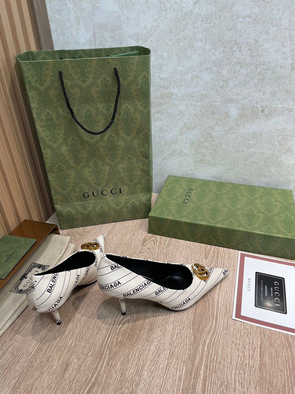 Gucci Balenciaga The Hacker Project Square Knife Pump White
