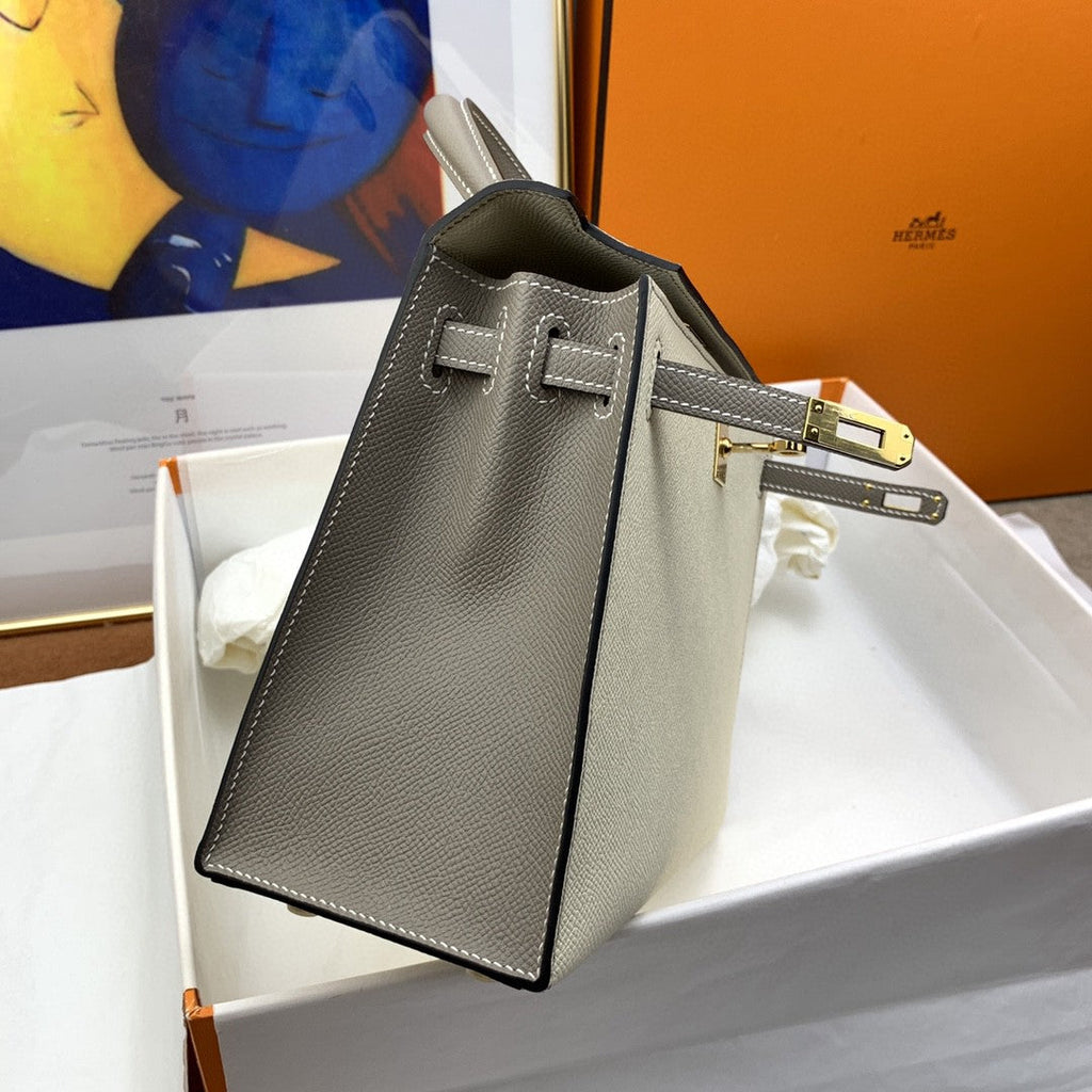 Hermes Kelly 25 Togo Gold Hardware Milky