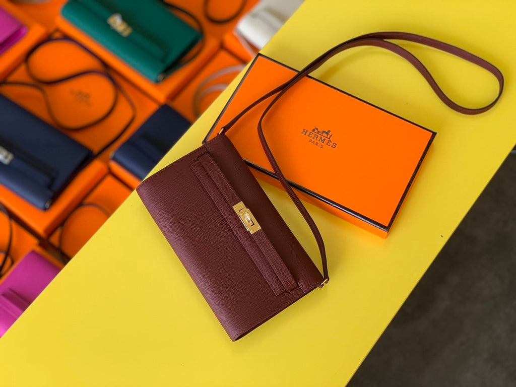 Hermes Kelly Togo Woc Crossbody Bag 21cm Red Wine