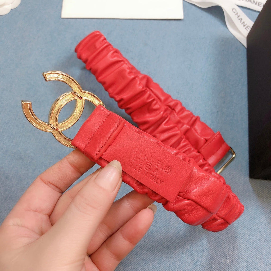 Chanel Belt With Double C Buckle Red