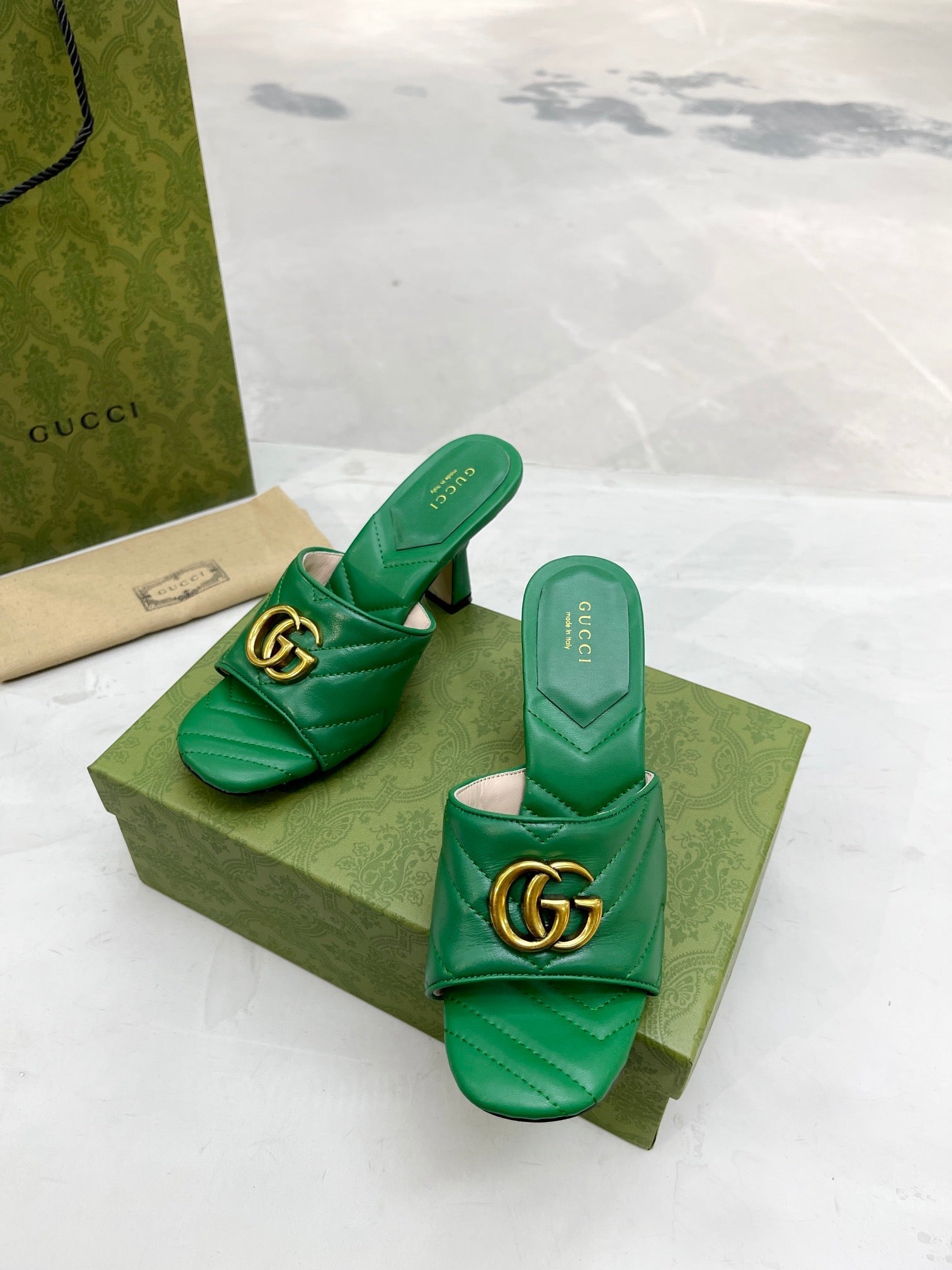 Gucci Double G Slide Sandal Green