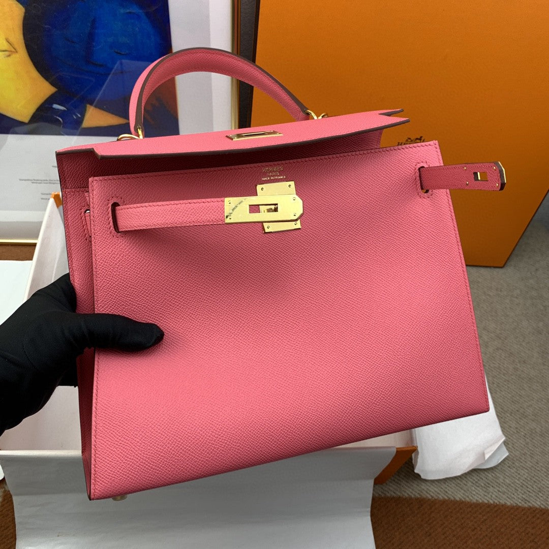 Hermes Kelly 28 Togo Gold Hardware Pink