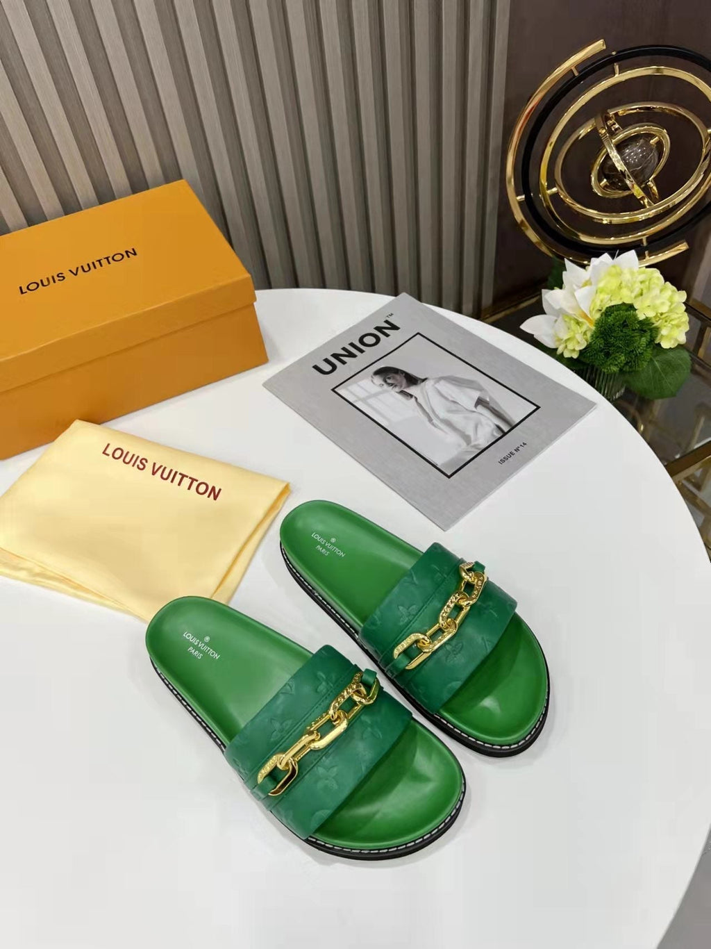 Louis Vuitton Unset Flat Comfort Mule Green