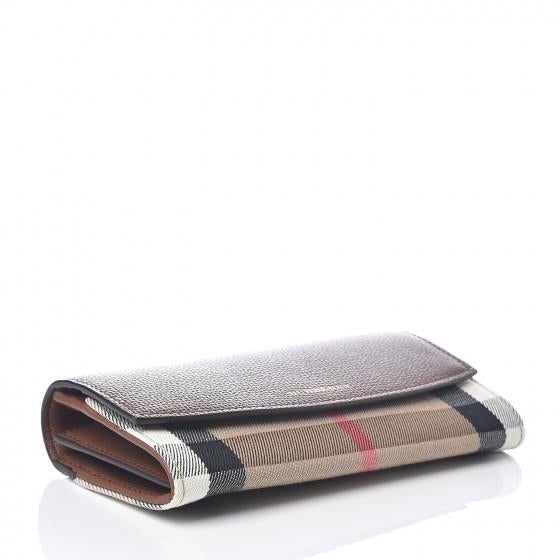 Porter House Check And Leather Continental Wallet Brown