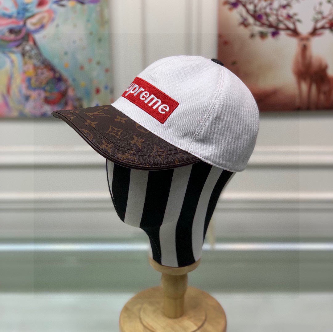 Louis Vuitton x Supreme Cap White & Brown