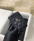 CO-CO Chanel Card Holder With Silver Hardware 11cm