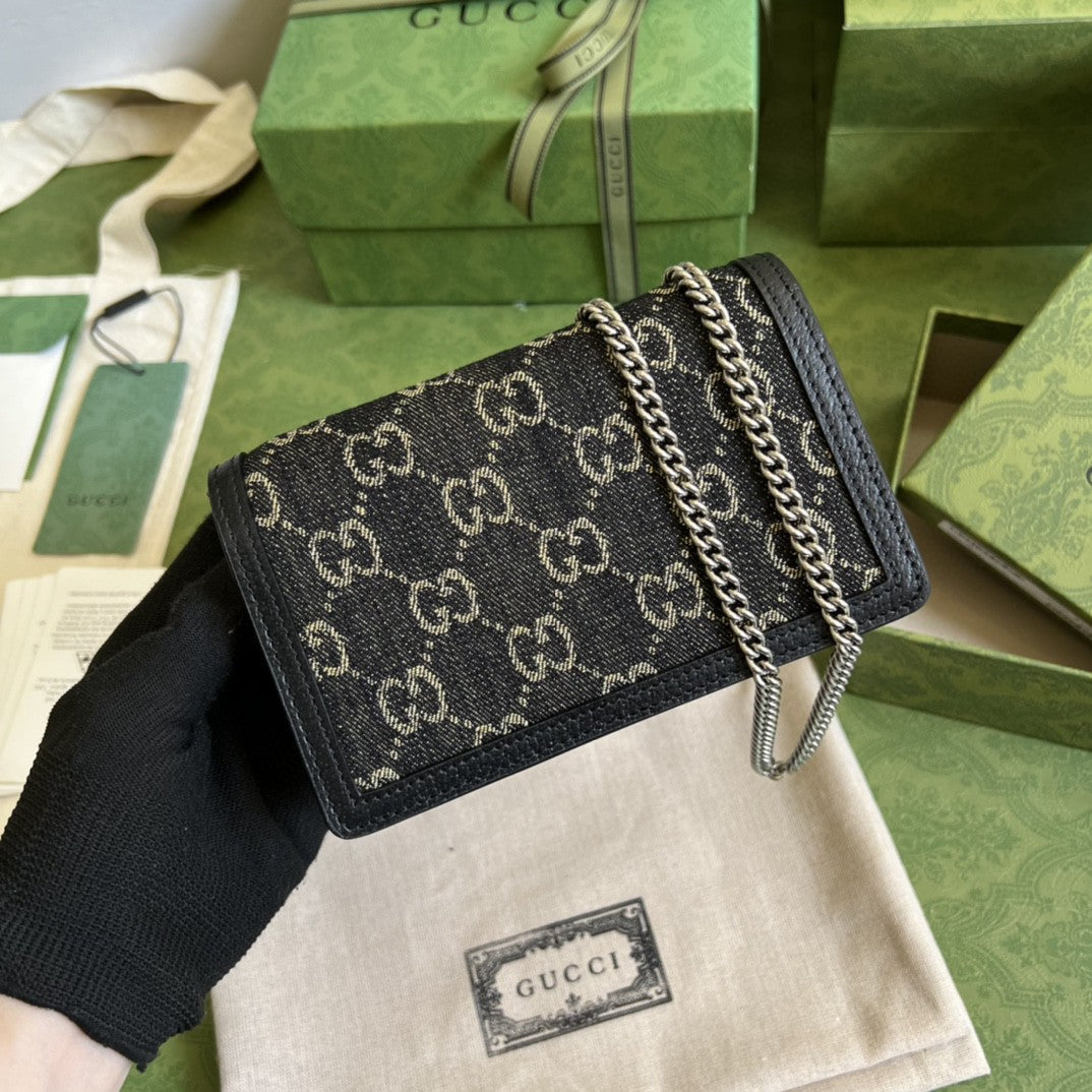Gucci 476432 Dionysus GG Super Mini Bag 17cm Black