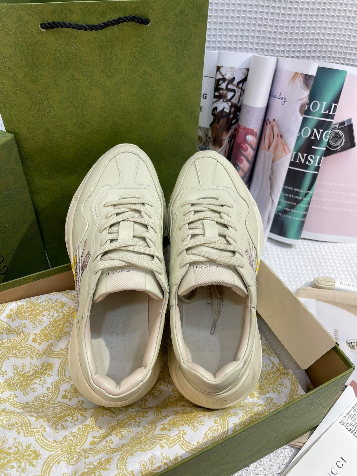 Gucci Tiger Women’s Rhyton Sneaker Beige