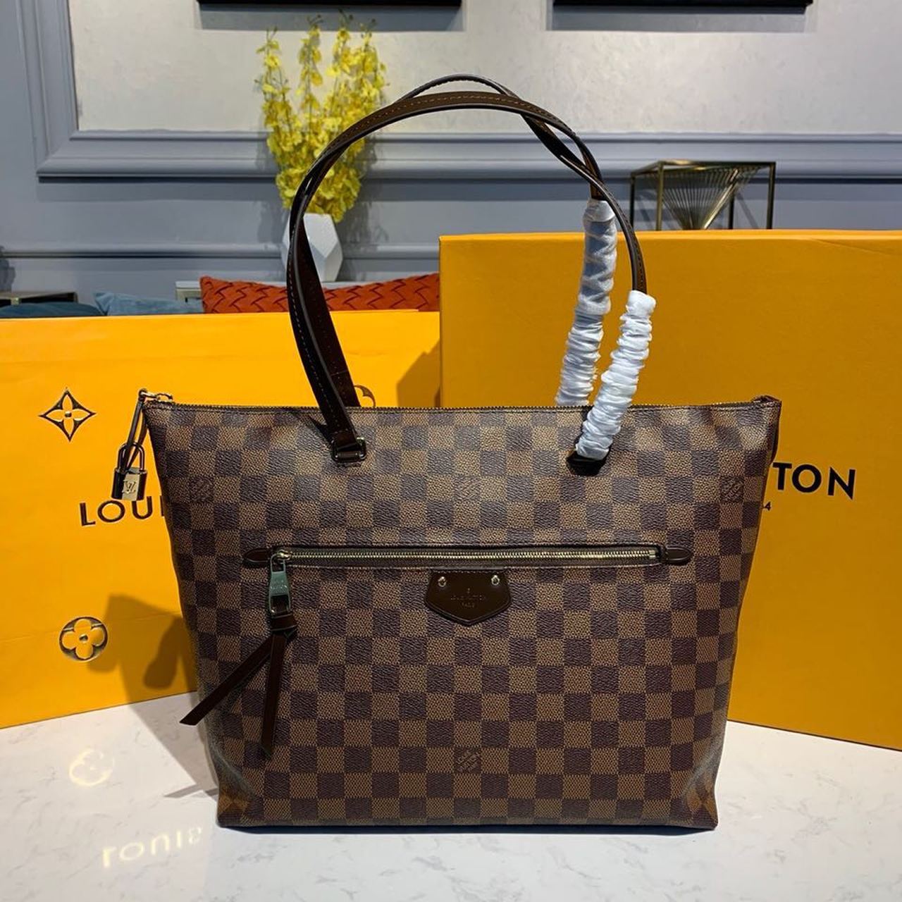 Louis Vuitton Iena MM Bag 34cm Damier Ebene Canvas Fall/Winter Collection N41013 Brown