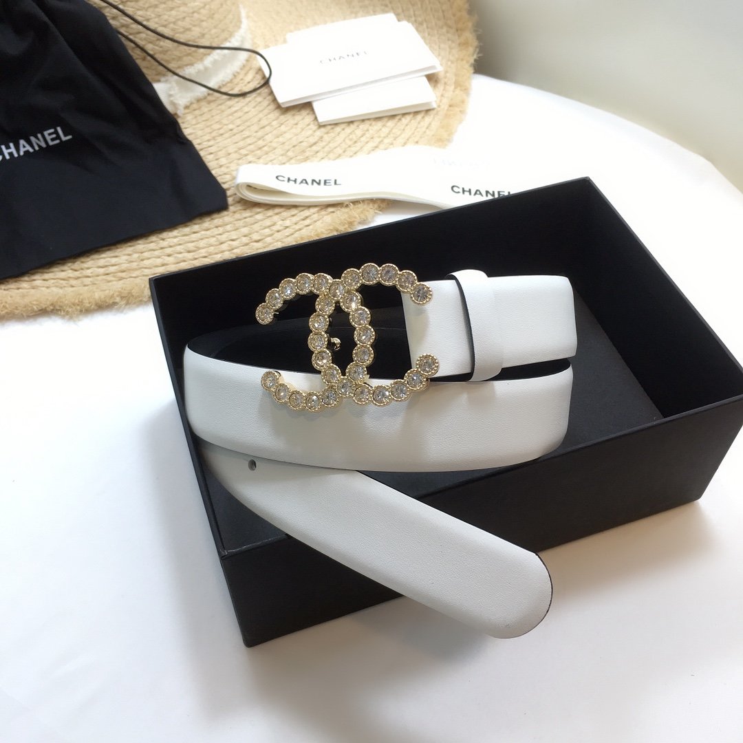 Chanel Belt With Beaded Buckle White