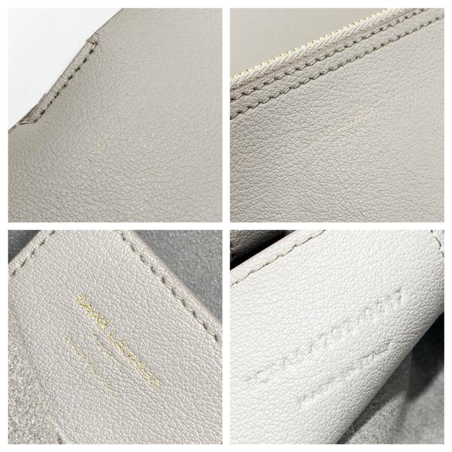 Saint Laurent Bag Shopping Calfskin Medium Light Grey Leather Tote