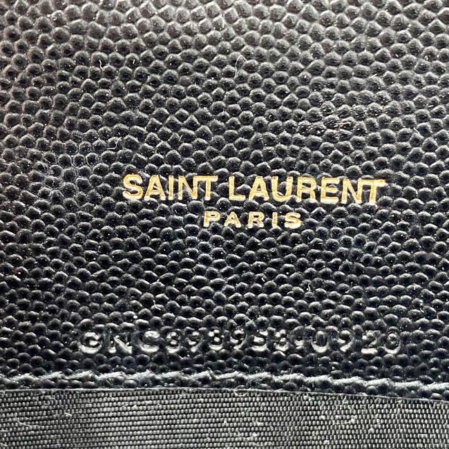 Saint Laurent Monogram Envelope Chain Wallet Grain De Poudre Matelasse Chevron Black Leather Shoulder Bag