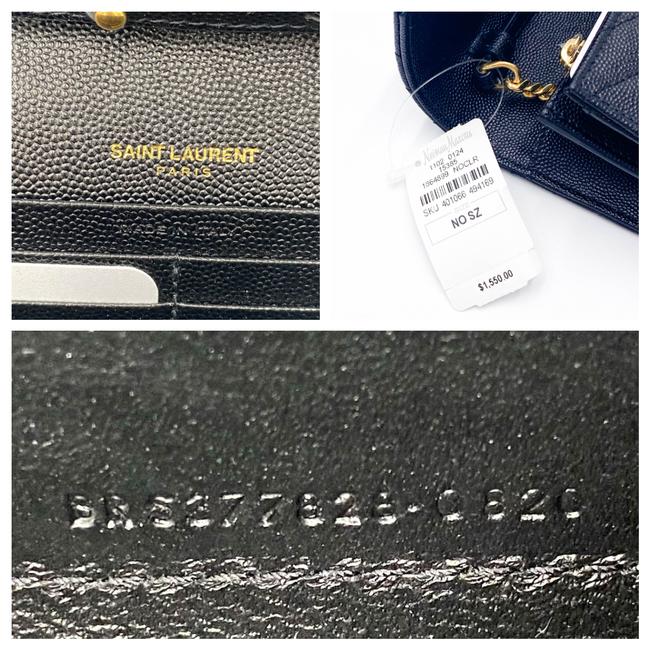 Saint Laurent Chain Wallet Ghw Matelasse Chevron Monogram Woc Black Leather Shoulder Bag