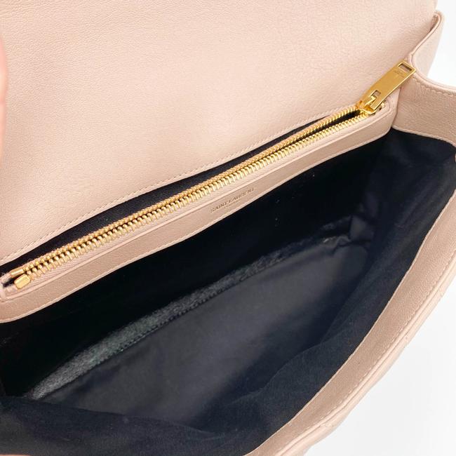 Saint Laurent Sheepskin Matelasse Chevron Monogram Large College Satchel Pink Leather Shoulder Bag