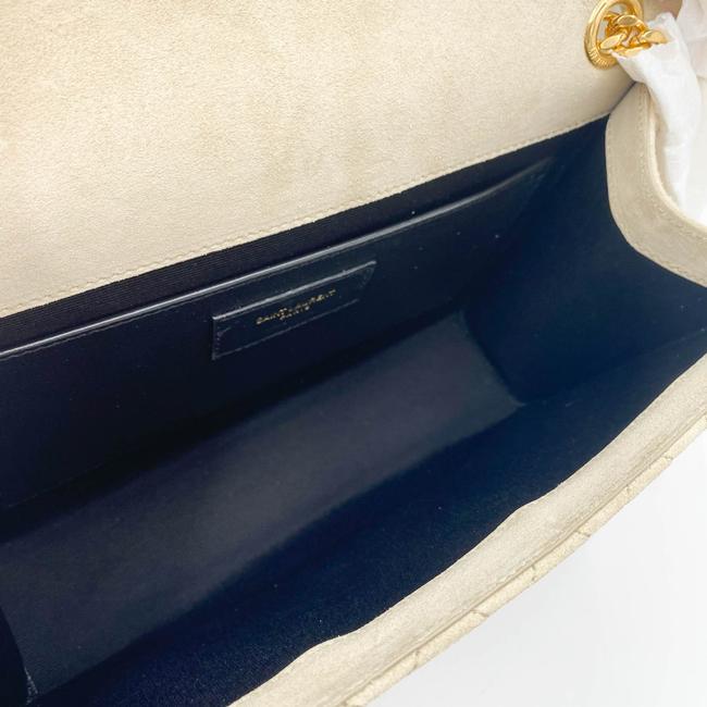 Saint Laurent Monogram Envelope Medium Beige Suede Leather Shoulder Bag
