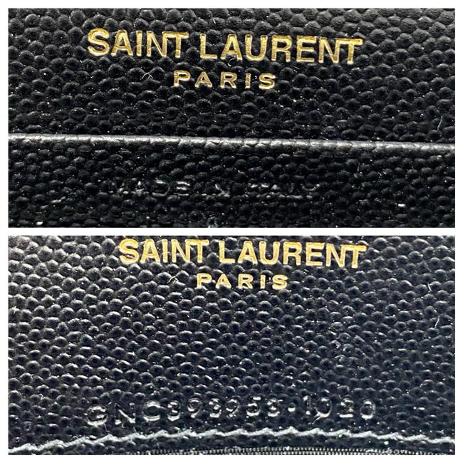 Saint Laurent Monogram Envelope Chain Wallet Grain De Poudre Matelasse Chevron Black Leather Shoulder Bag