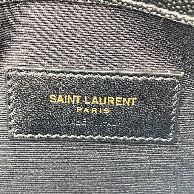 Saint Laurent Envelope Uptown Monogram Plaque Grained-leather Black Leather Clutch
