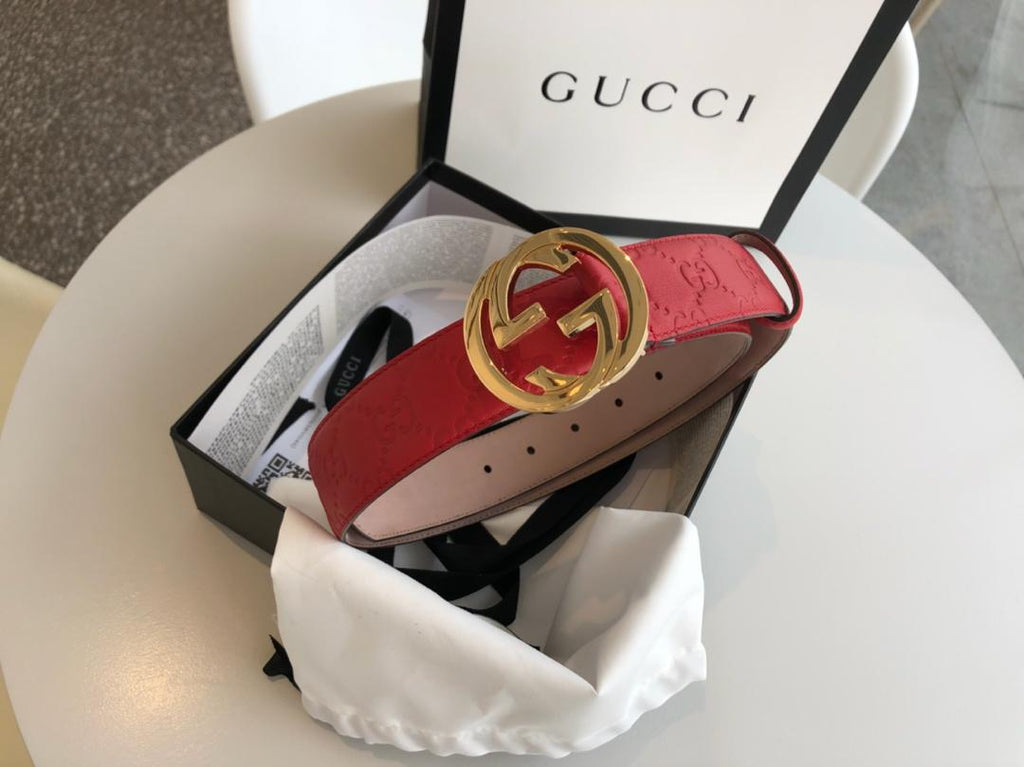 Gucci Belt With Double G Buckle Red