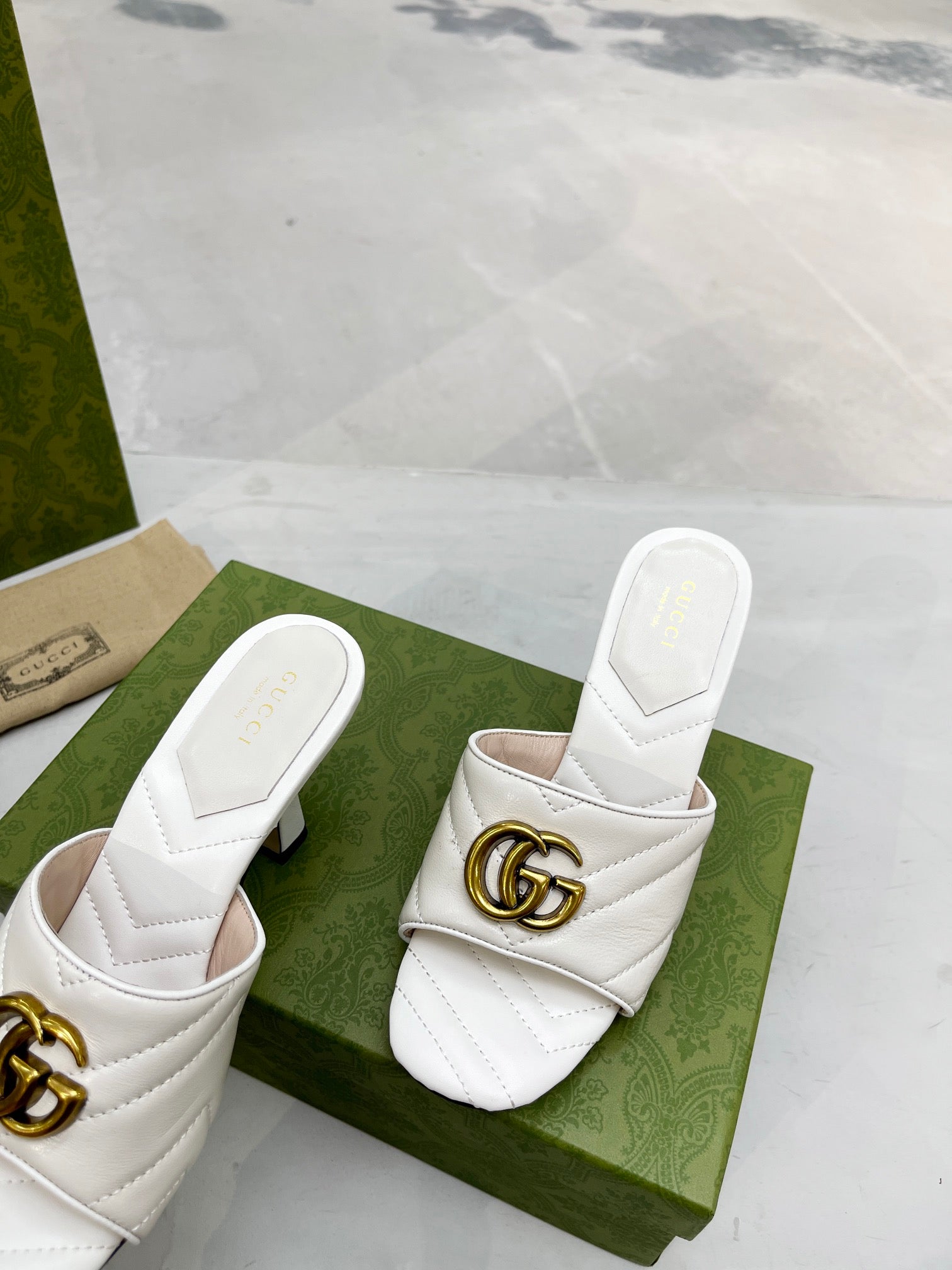 Gucci Double G Slide Sandal White