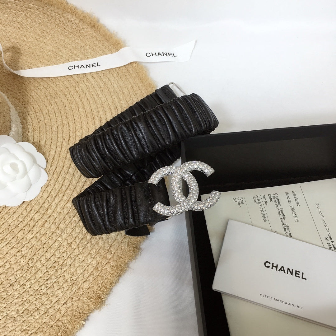Chanel Belt With Beaded Buckle Black