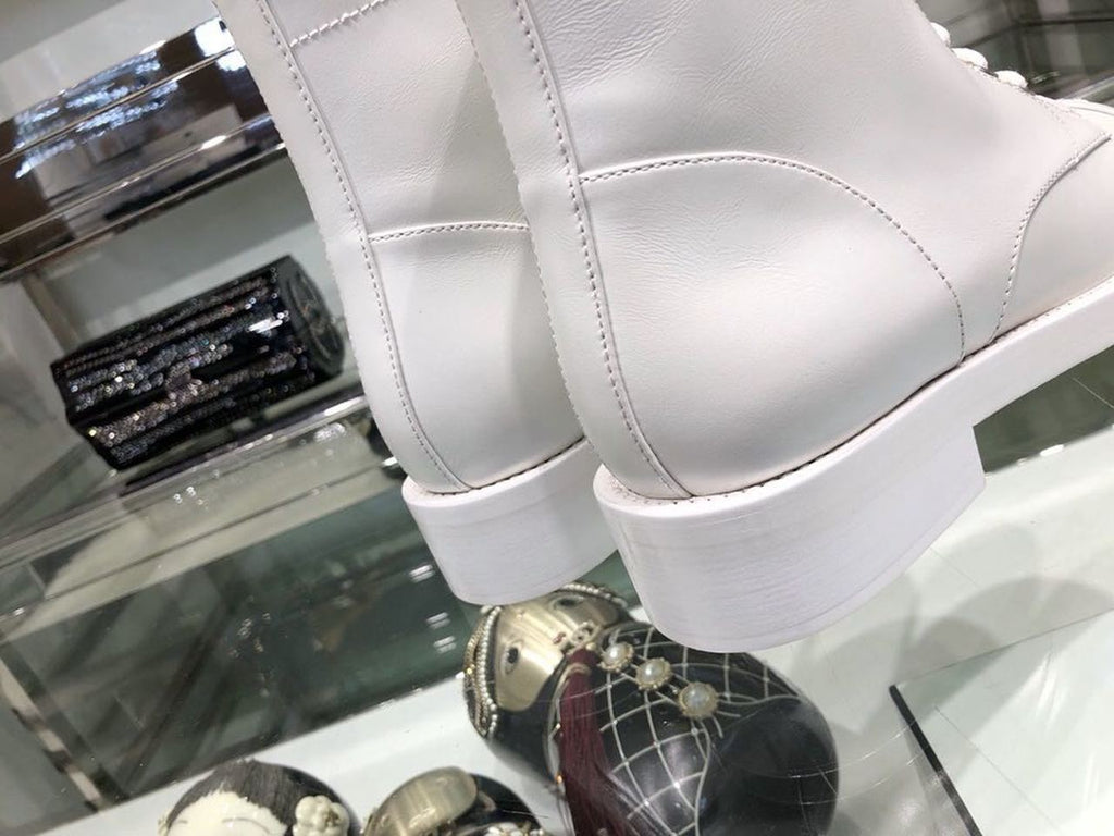Chanel Ankle Boots Calfskin Leather Fall/Winter Collection White