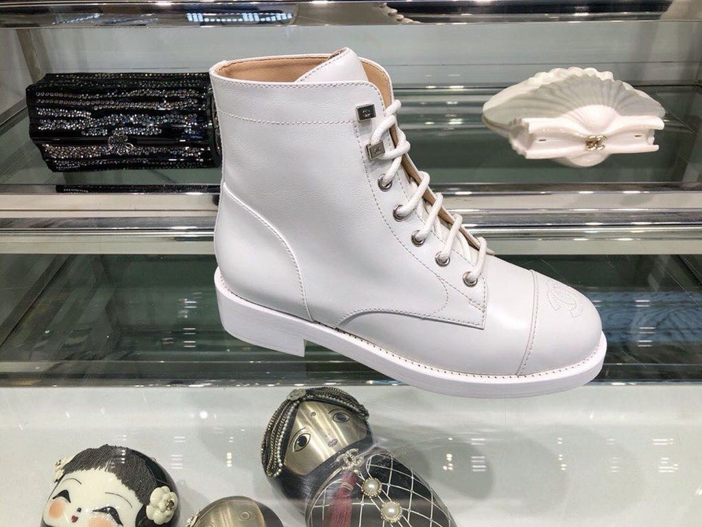Chanel Ankle Boots Calfskin Leather Fall/Winter Collection White