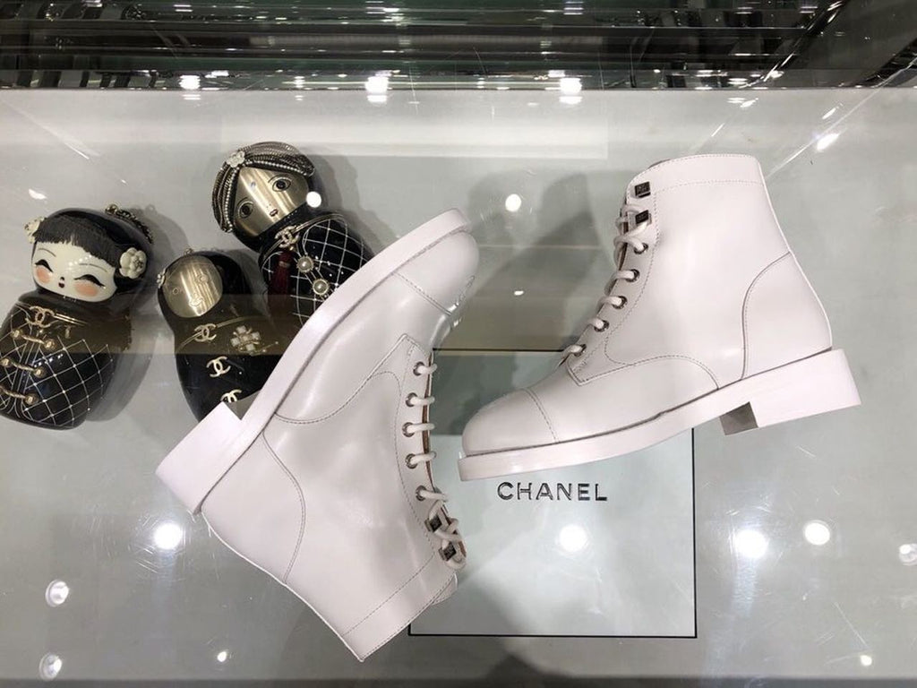 Chanel Ankle Boots Calfskin Leather Fall/Winter Collection White