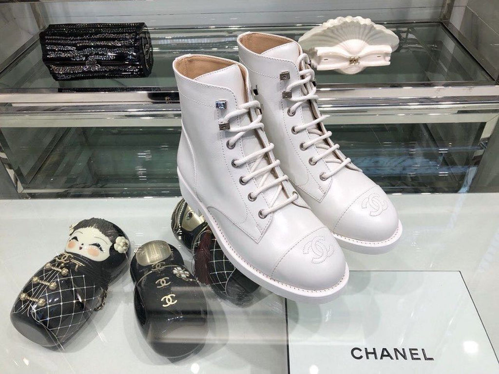 Chanel Ankle Boots Calfskin Leather Fall/Winter Collection White