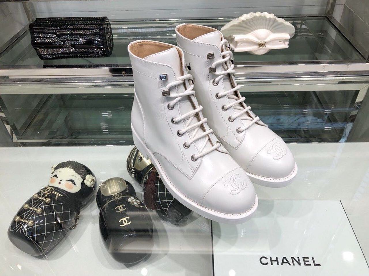 Chanel Ankle Boots Calfskin Leather Fall/Winter Collection White