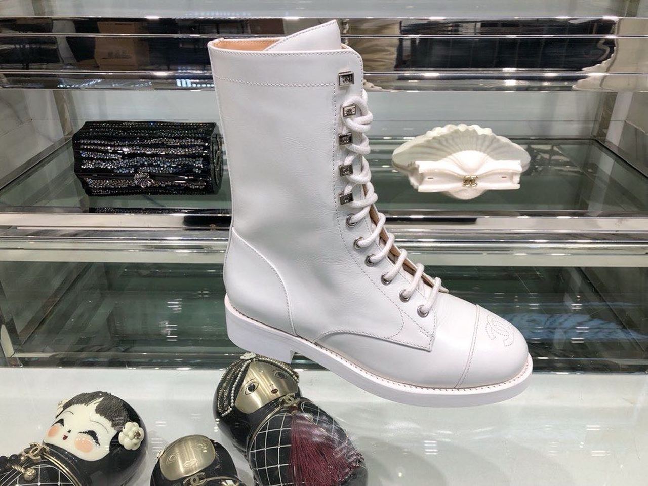 Chanel Mid-Calf Boots Calfskin Leather Fall/Winter Collection White
