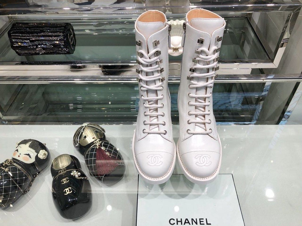 Chanel Mid-Calf Boots Calfskin Leather Fall/Winter Collection White