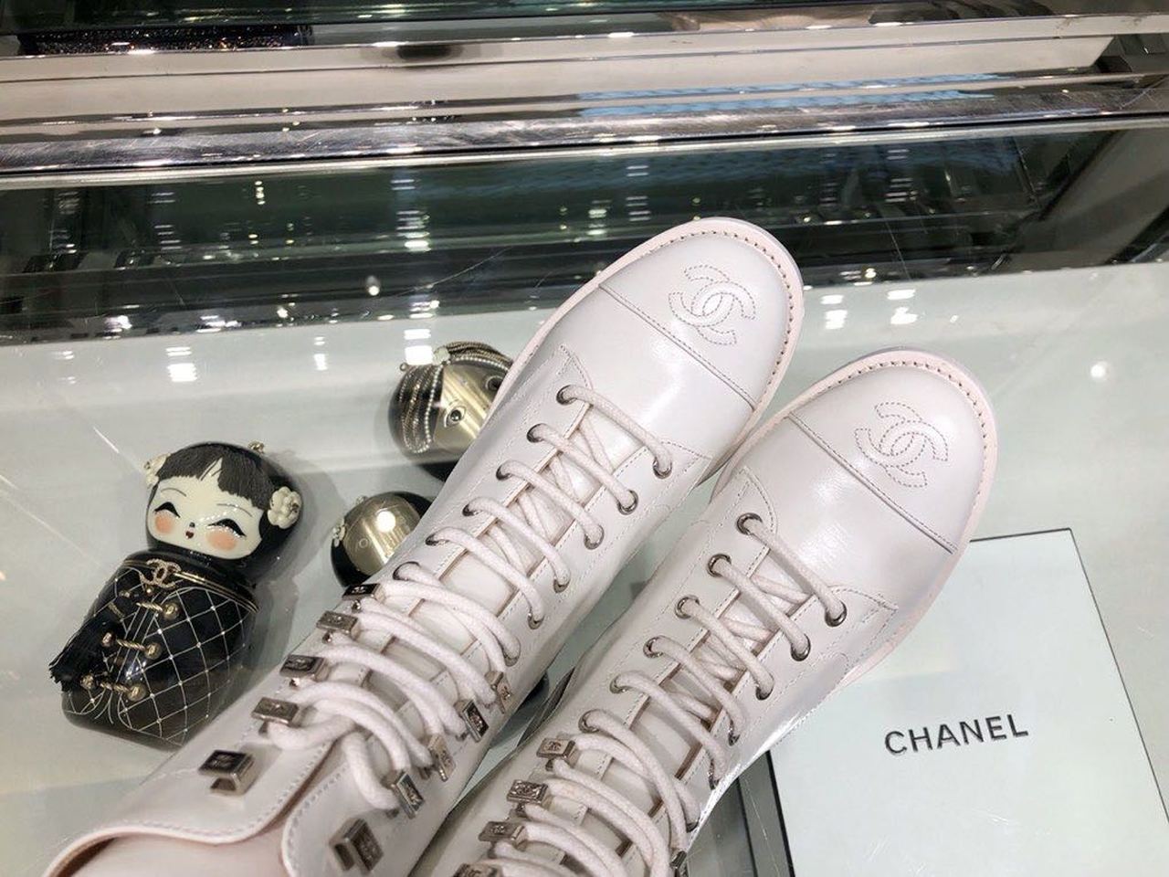 Chanel Mid-Calf Boots Calfskin Leather Fall/Winter Collection White