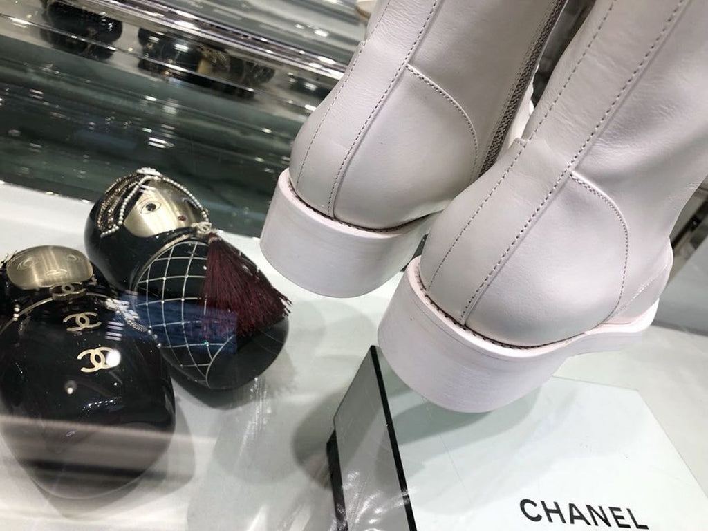 Chanel Mid-Calf Boots Calfskin Leather Fall/Winter Collection White
