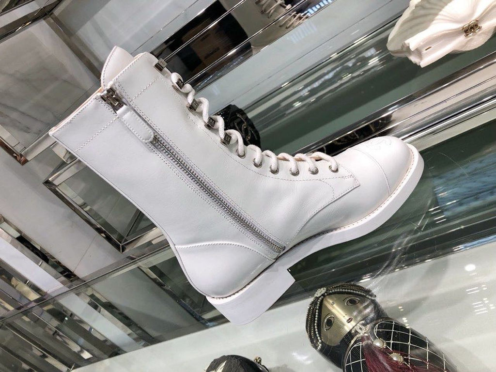 Chanel Mid-Calf Boots Calfskin Leather Fall/Winter Collection White