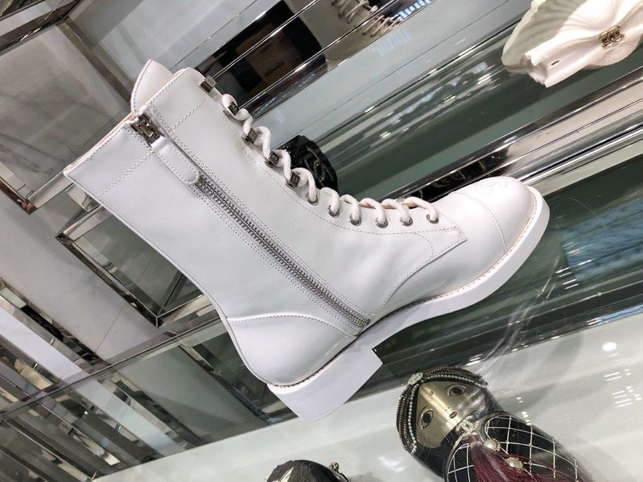 Chanel Mid-Calf Boots Calfskin Leather Fall/Winter Collection White