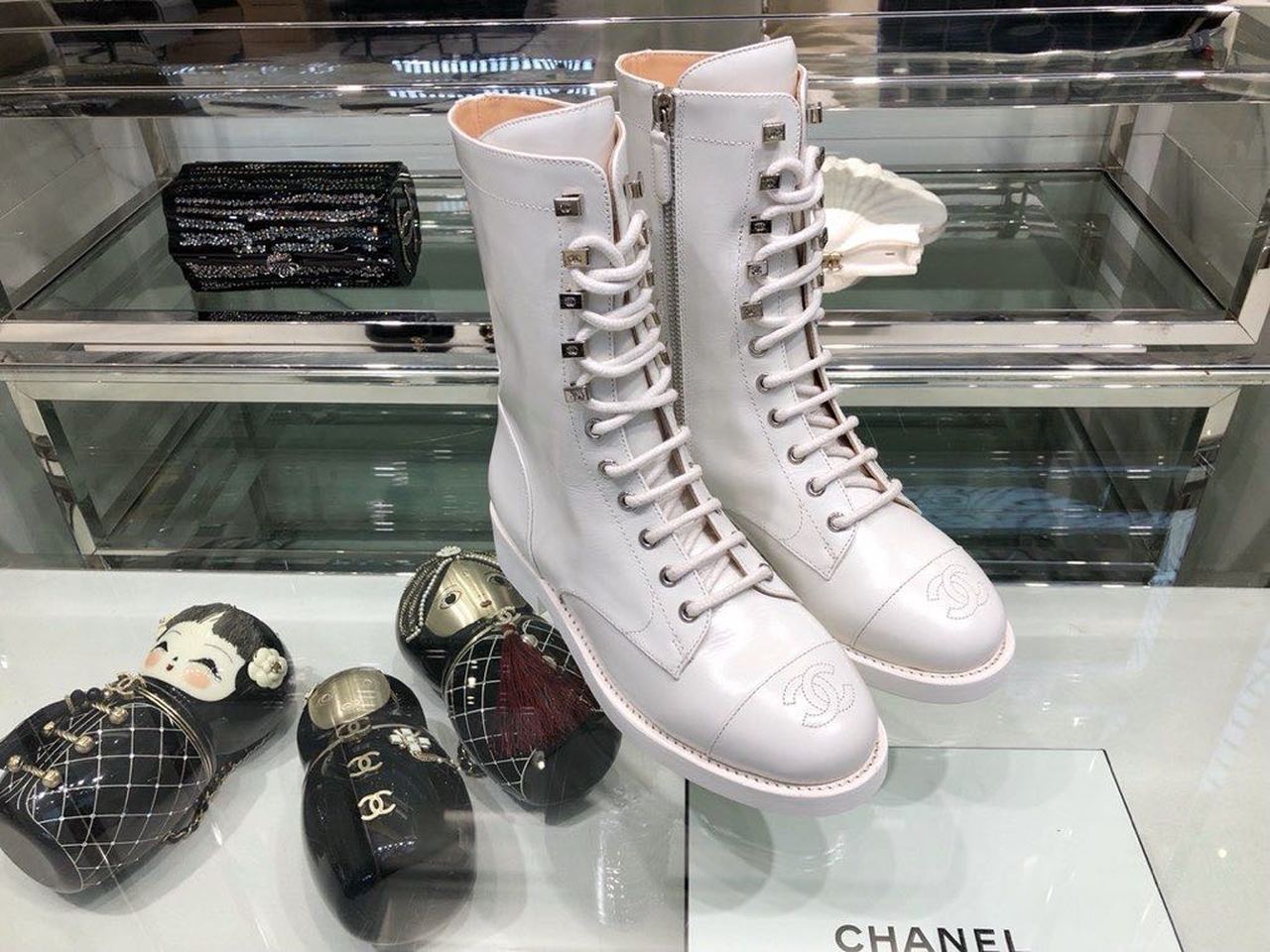 Chanel Mid-Calf Boots Calfskin Leather Fall/Winter Collection White