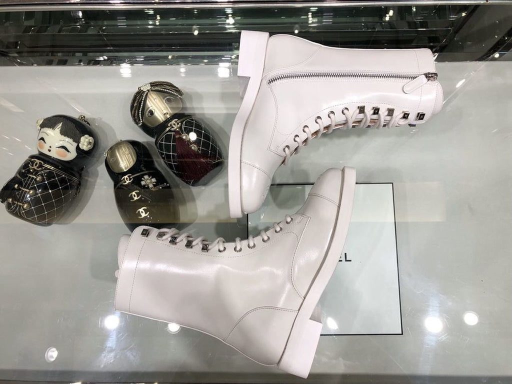 Chanel Mid-Calf Boots Calfskin Leather Fall/Winter Collection White