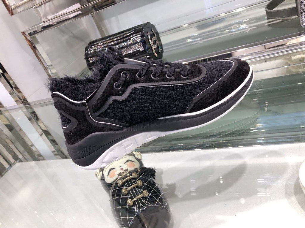 Chanel Knit Sneakers Calfskin Leather Fall/Winter Collection, Black