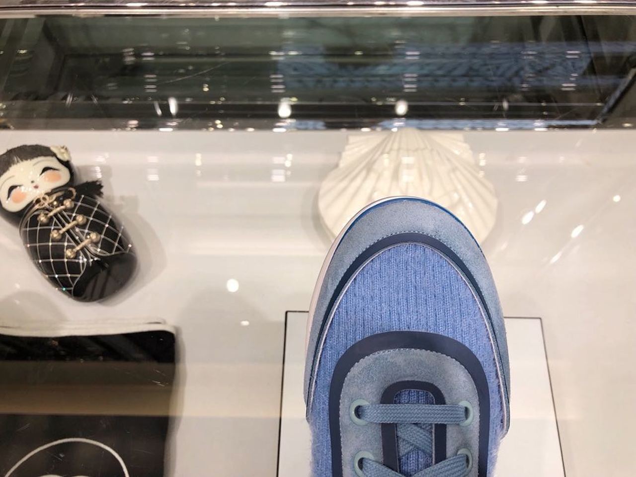 Chanel Knit Sneakers Calfskin Leather Fall/Winter Collection Light Blue