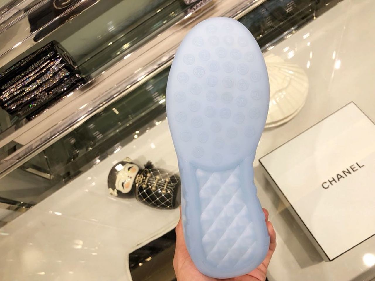 Chanel Knit Sneakers Calfskin Leather Fall/Winter Collection Light Blue