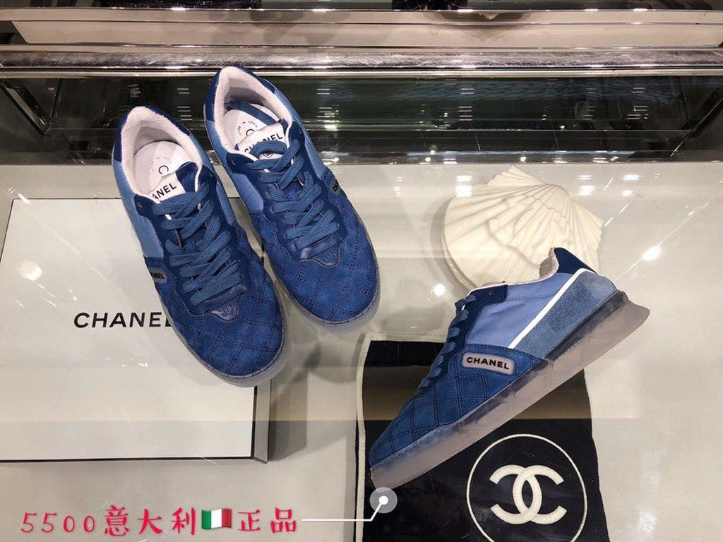 Chanel Suede Trainer Sneakers Calfskin Leather Fall/Winter Collection Blue